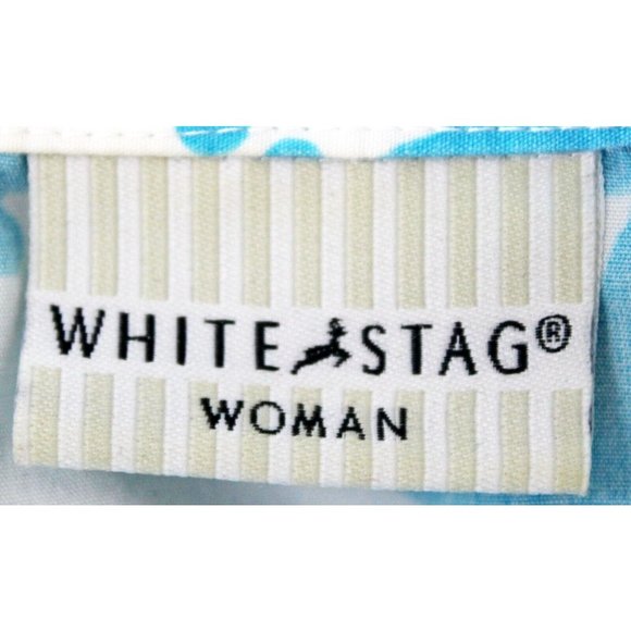 White Stage Woman's Sleeveless Collard Button Up Floral White Blue 3XL Tropical - Picture 9 of 11